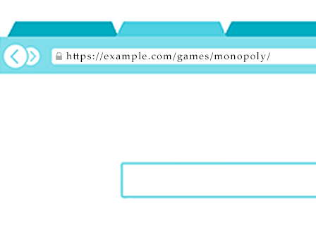 Address bar showing a user-friendly URL: https://example.com/games/monopoly