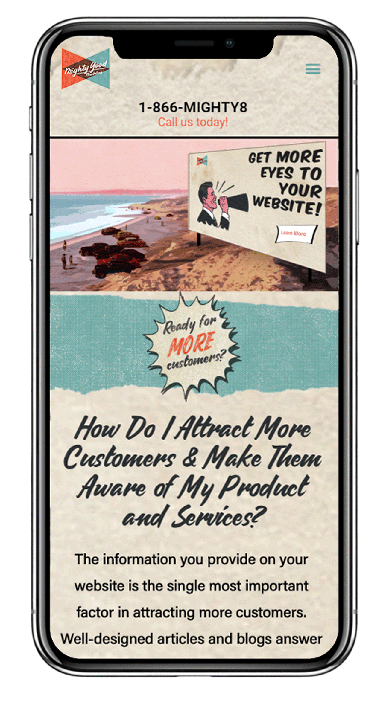 Mobile version of Mighty Good Website